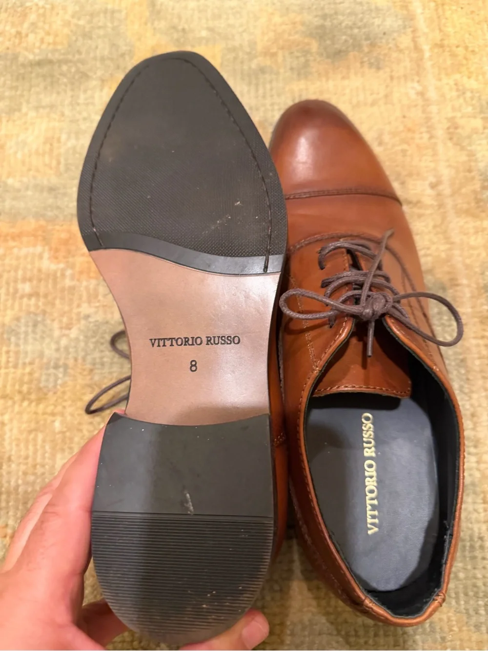 Vittorio Russo size 8 Men's Cap-Toe Oxford Dress Shoes in Camel Tan Brown